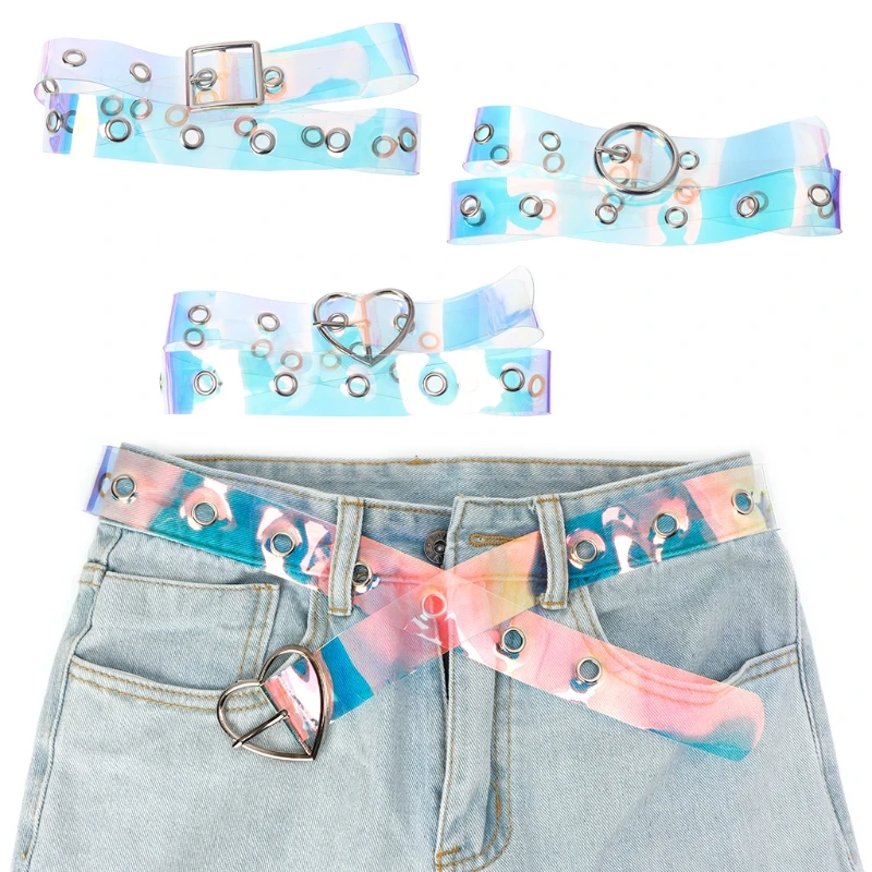 

New 2020 Waist Belt Laser Metal Buckle Waist Belts Casual Decoration Pin Transparent Fashion Heart-shape/Round/Square Hot Sale