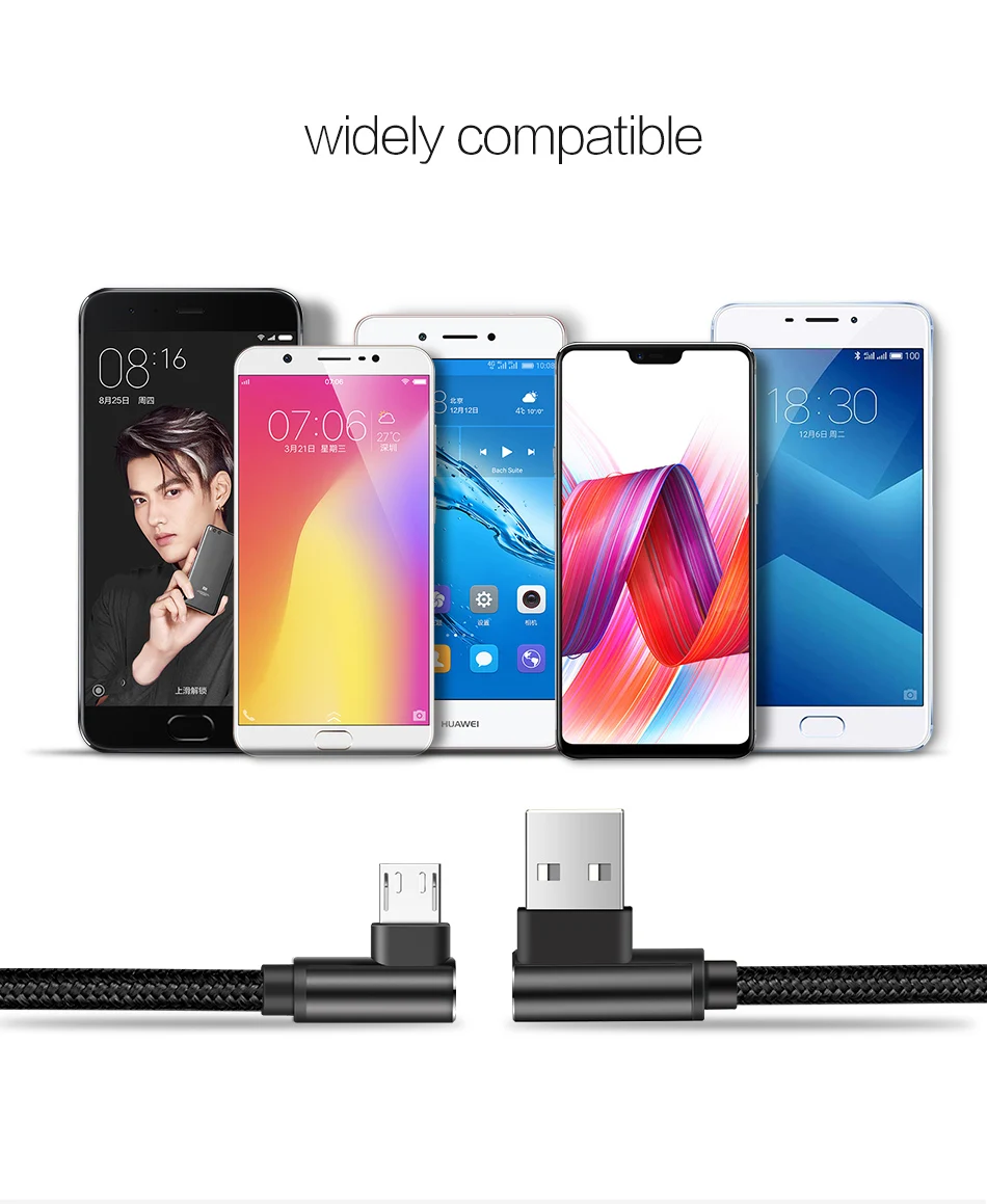 Micro USB кабель SmartDevil 90 градусов Microusb Android Быстрая зарядка L шнур данных зарядное устройство адаптер для Xiaomi samsung Планшеты кабели