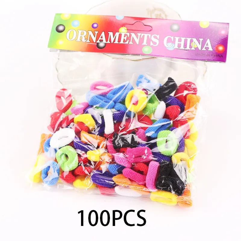 100pcs 1 упаковка, маленькие кольца, резинки для волос для девочек, цветная эластичная резинка для волос, резинки для волос, резинка для волос, аксессуары для волос, головные уборы - Цвет: 100pcs