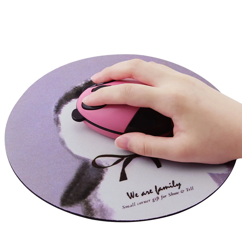 Round Shaped Gaming Mouse Pad Mat For Office Iron Man Captain America Cute Pig Cat Rabbit Penguin Flamingo Smiley Face Mouse Pad - Цвет: 03