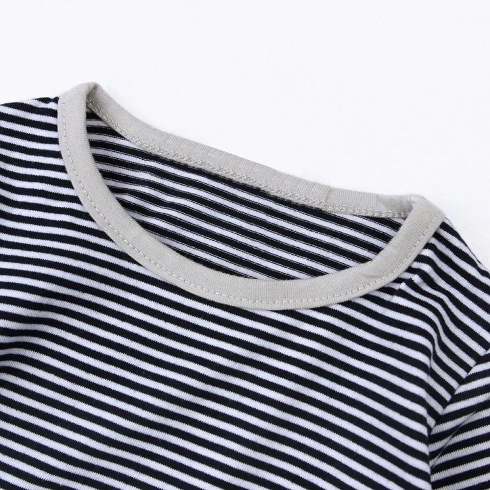 TELOTUNY Newborn baby boy clothes Sets Stripe T-shirt +Pants +Hat Outfits Kit u71211 | Детская одежда и обувь