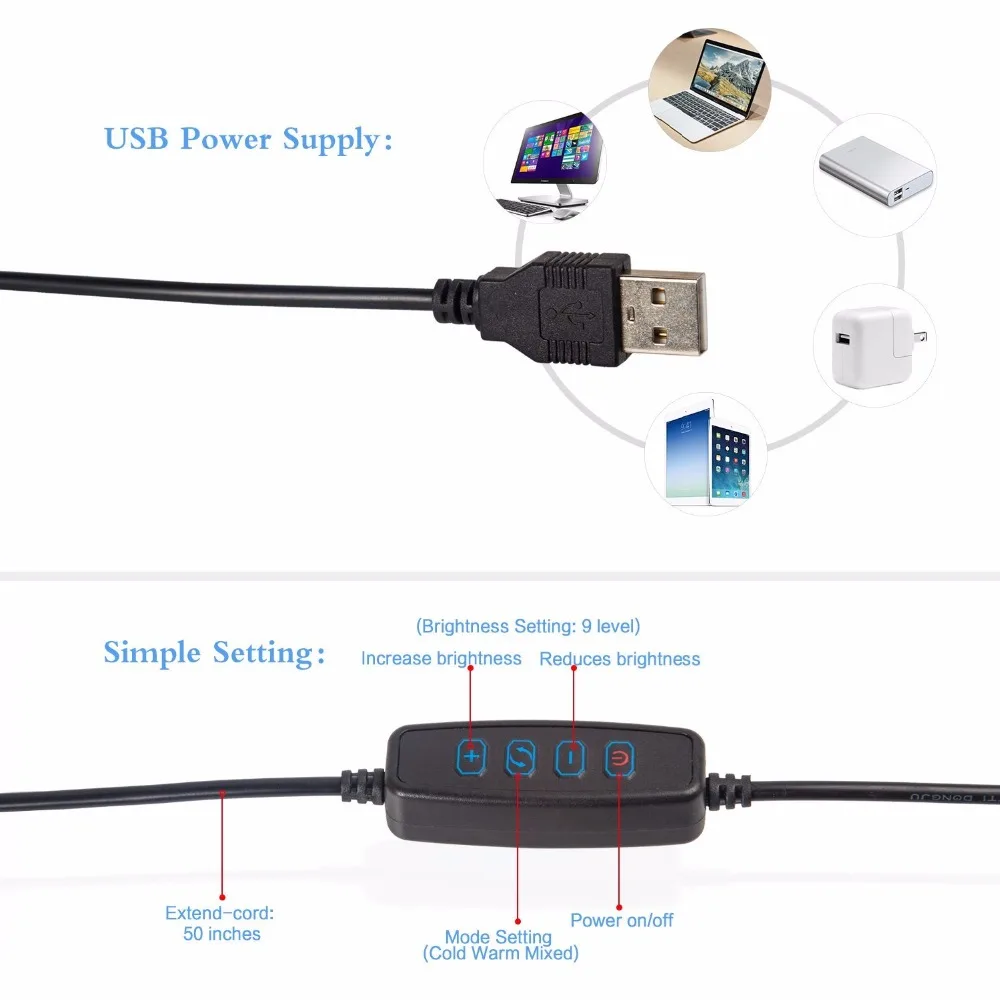 Wrumava Dimmable кольцо-вспышка для селфи с гибкий, для мобильных телефонов держатель ленивый кронштейн настольная лампа светодиодный свет для трансляция Office Kit