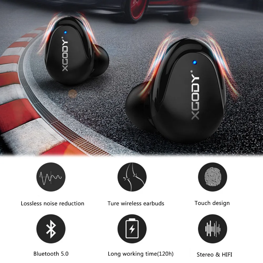 XGODY 2019 TWS Bluetooth 5 0 наушники мини вкладыши стерео беспроводные для iphone xiaomi с внешним
