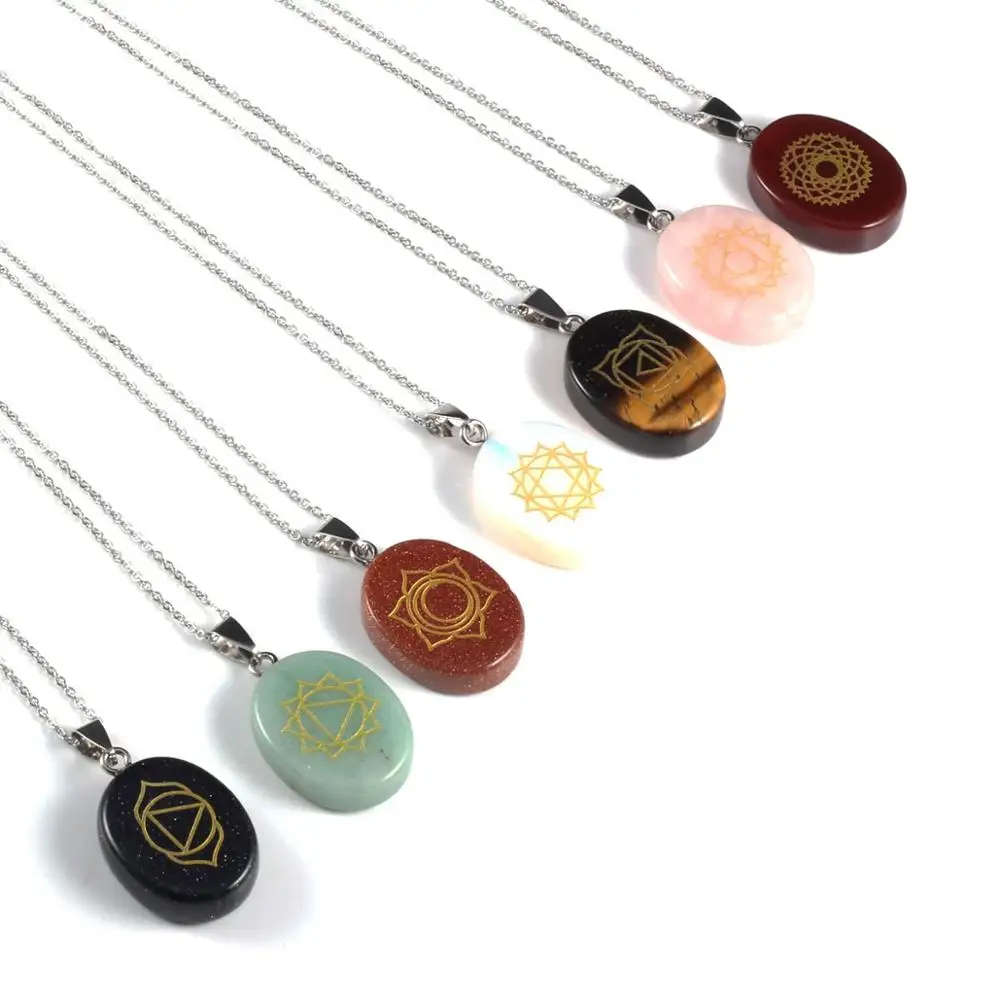 Ожерелье с подвеской из натурального камня 7 шт. женское ожерелье металлического