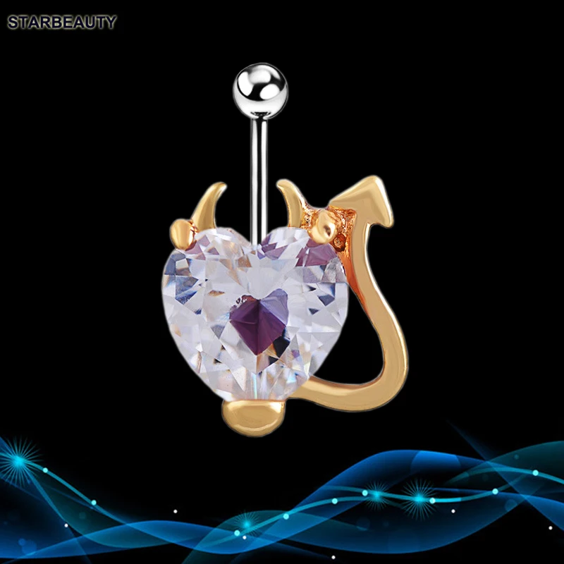 Starbeauty 316L нержавеющая пирсинг Ombligo Acero Quirurgico сердце AAA Кристалл дьявол 2016 ювелирные