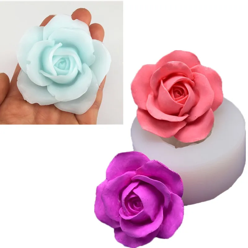 Гибкие DIY свечи ремесла формы легко разворачивать выпечки инструменты 3D цветок розы шарообразные ручной работы силиконовые мыло торт свеча плесень