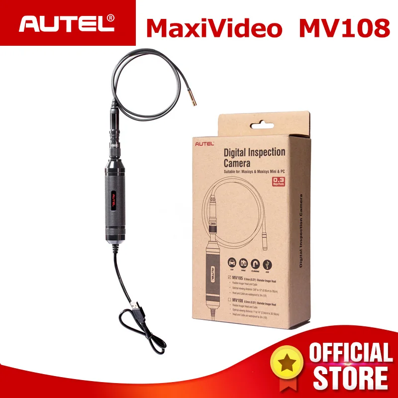 Autel MaxiVideo MV108 8,5 мм цифровая Инспекционная камера мощная и идеально подходит для проверки большинства отверстий свечи зажигания поддержка maxisys