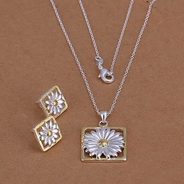 S127 925 sterling silver jewelry set free shipping fashion Chrysanthemum /aljajcqa adbaiuia | Украшения и аксессуары
