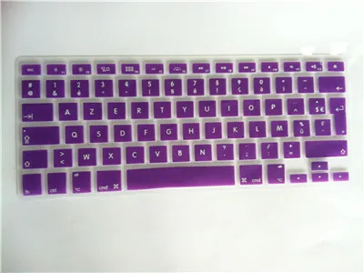 purple Силиконовая мягкая цветная Azerty Клавиатура клавир кожный чехол для Mac Book Pro Macbook Air 1" 15" 1" Air 13 дюймов французский Великобритания/ЕС - Цвет: purple