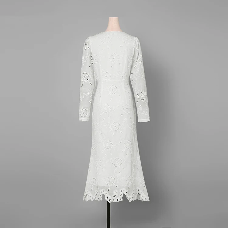 Элегантное открытое белое платье женское 2019 Весна Лето Кнопка тонкие платья