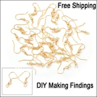 fast shipping 200pcs a lot wholesale making jewelry findings 18k yellow gold color hook diy jewelry design ear wire nice