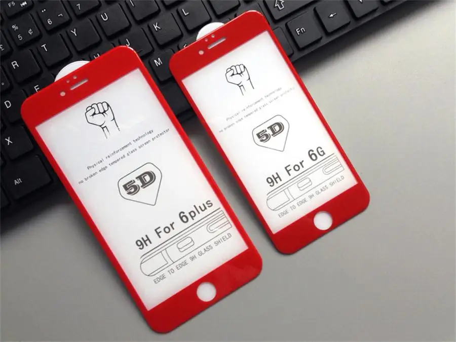 Изогнутое закаленное стекло 5D с полным покрытием 10 шт. для iPhone 6 6s plus твердые
