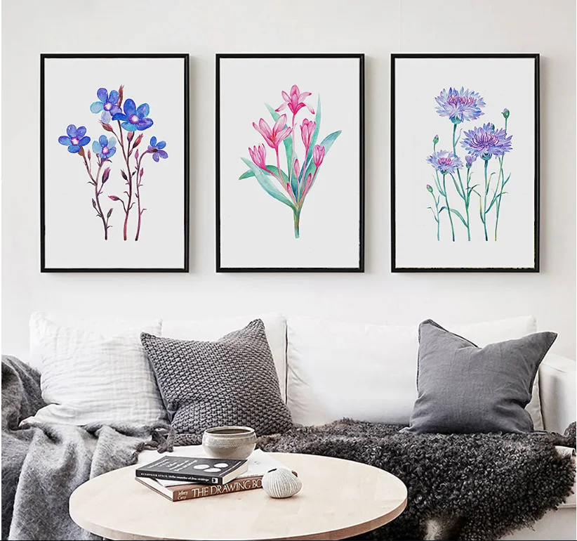 

Nordic style 3 pieces canvas paintings colorful flowers decorative paintings decoration for living room painted on canvas