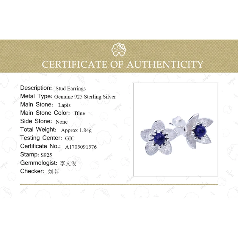 Lotus Fun Реальные Стерлингового Серебра 925 Природных Ляпис ручной работы Fine Jewelry