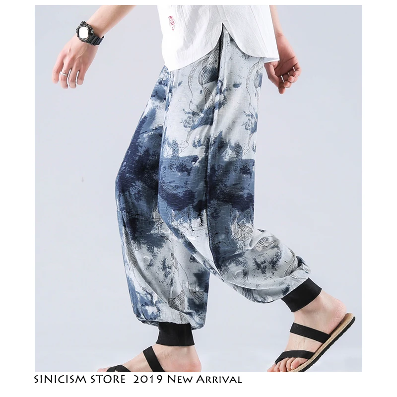Мужские брюки для бега Sinicism Store винтажные свободные в стиле хип хоп с принтом