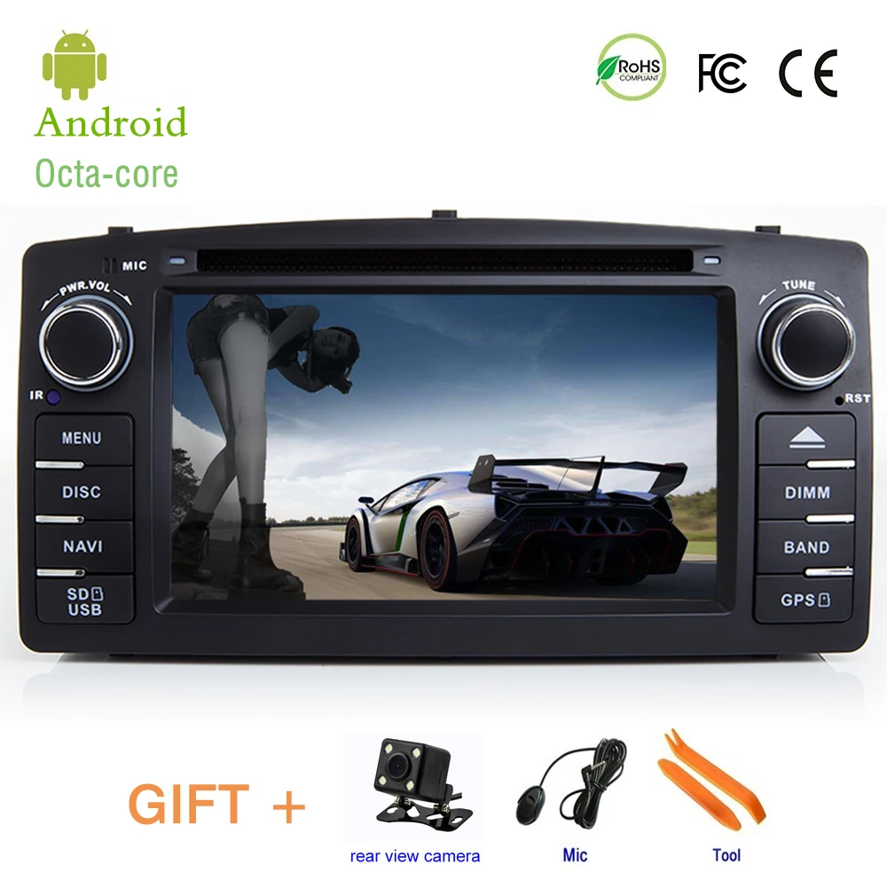 Автомобильный dvd плеер для Toyota Corolla E120 Android 8 0 ядер 4G RAM 32G ROM GPS навигация стерео
