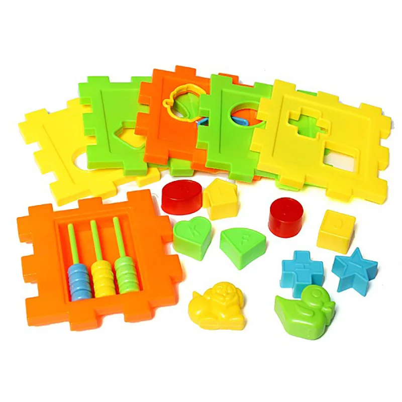 New Colorful Baby Block Toys Plastic Children's Educational Toy Box Shape Geometry Matching Blocks Funny Gift For Kids Children | Игрушки