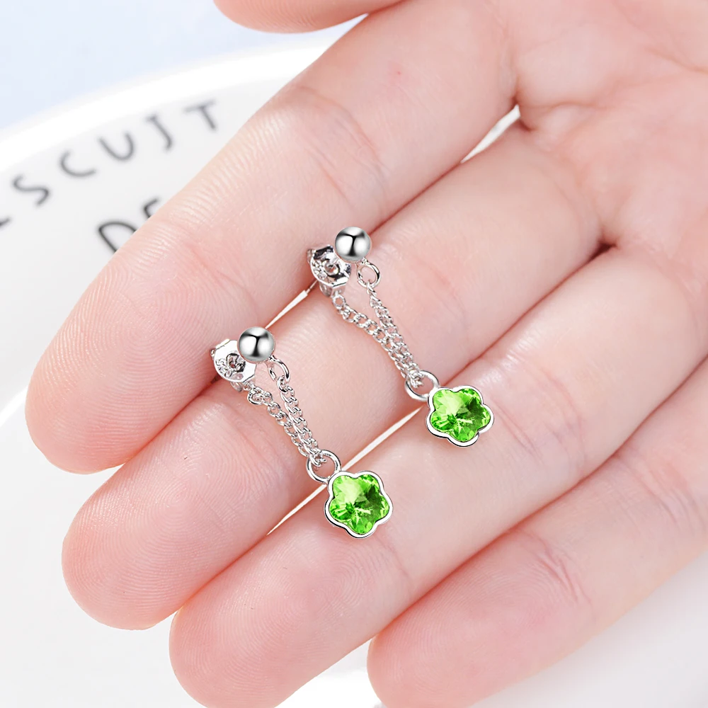 Модные розовые зеленые синие серьги гвоздики из стерлингового серебра с