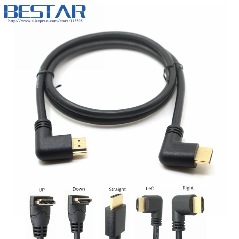 Удлинительный кабель с левым или правым углом 2 0 HDMI совместимый штекер на колено