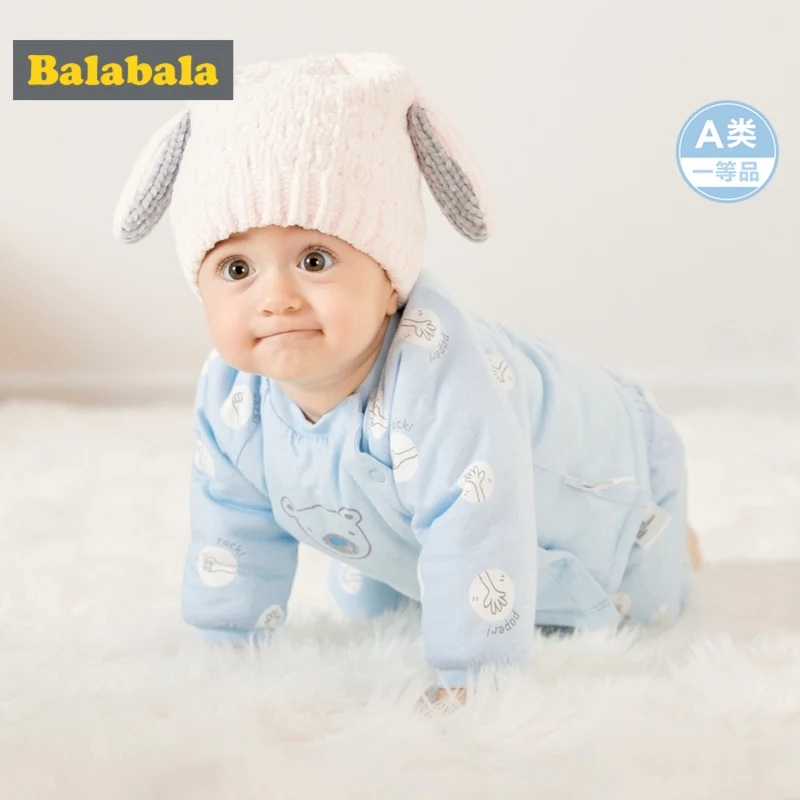 Balabala Infant Baby Boy Girl 2-Piece 100% Cotton Thermal Long-sleeved Shirt + Pull-on Pants Set for Winter Newborn Clothes | Детская