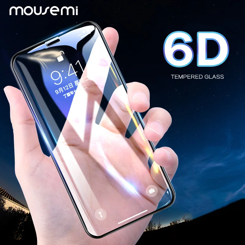 Mousmi для iPhone 7 стекло на 6 S XS MAX XR 8Plus 6D изогнутое полное покрытие защитное 6|Защитные