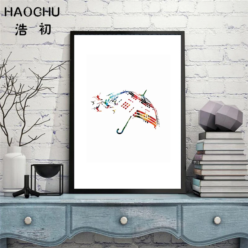 HAOCHU акварельные абстрактные птицы летающие настенные картины на холсте