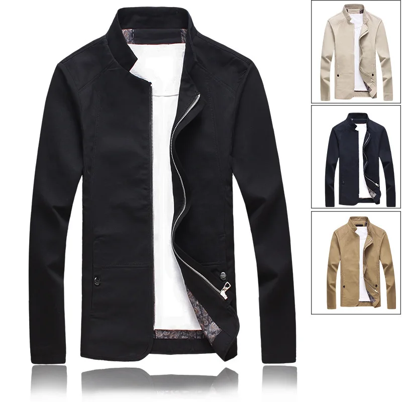 

Fashion Windbreaker Coat Man British Style Mens Jacket Cotton Solid Casual Jackets Men Slim Fit Stand Dropshipping top coat