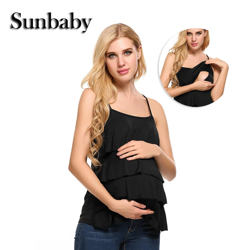 Sunbaby/Новинка модная летняя повседневная одежда для мам с рюшами топ на бретелях