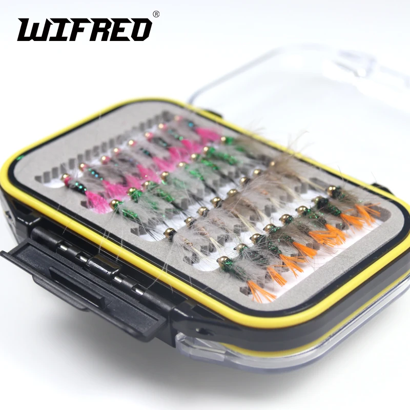 Wifreo 32 шт./коркор. CDC Nymph Bugs медные мухи для рыбалки нахлыстом серая форель