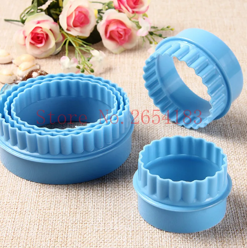 6 шт. круглые Волнистые Пластиковые резаки для помадки|baking tools|plunger cuttercutter fondant |