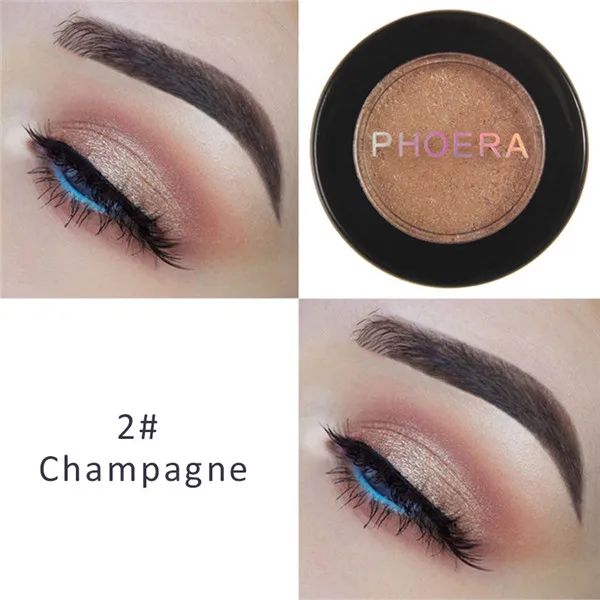 02 Champagne PHOERA Shimmer Тени для век Палитра порошок с пигментным блеском тени для глаз с металлическим отливом матовый водонепроницаемый макияж Maquillaje TSLM1 - Цвет: 02 Champagne