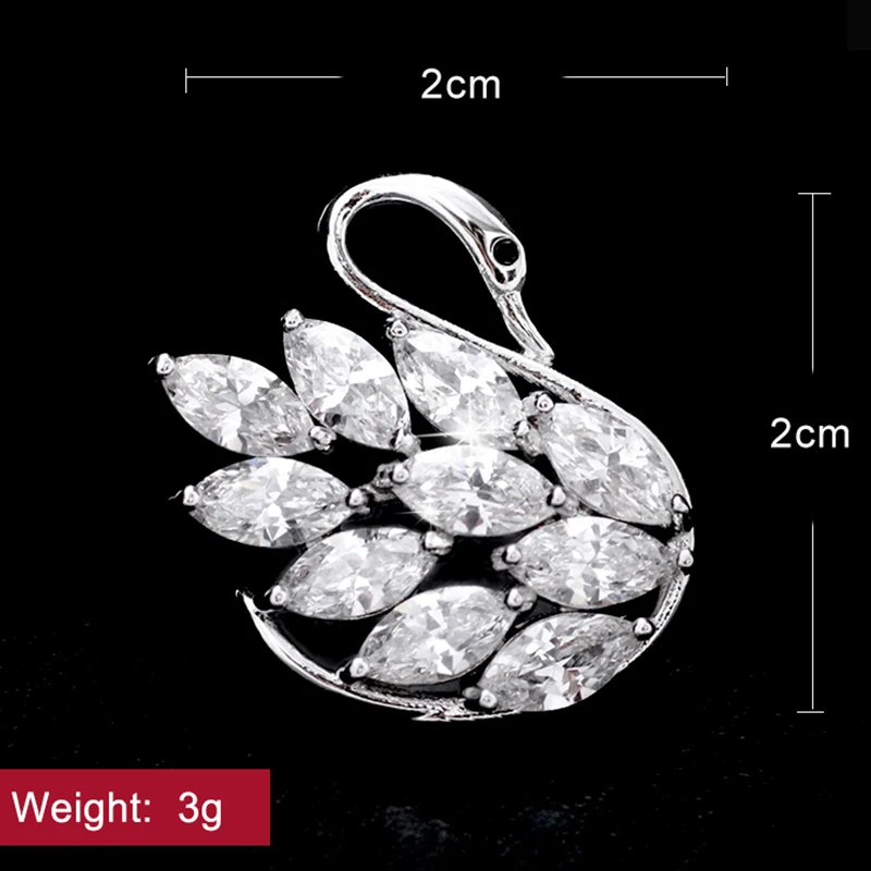 Блестящая элегантная белая брошь в виде лебедя прозрачные кристаллы стразы