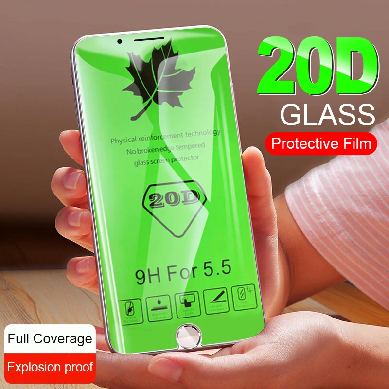 20D закругленные края полное покрытие защитное стекло на iPhone 8 7 6 S Plus закаленное