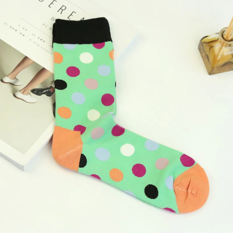 6 пар Для женщин Для мужчин носок Повседневное узором в горошек Happy Sock Excellrnt качество хлопок с оборками Лидер продаж Гольфы Meias - Цвет: M