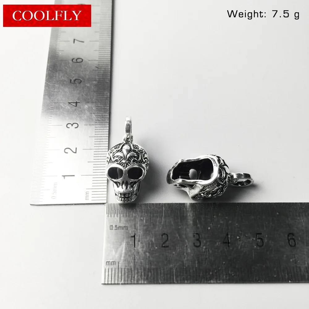 Подвески в виде черепа лилии для женщин и мужчин панк серебро 925 пробы Bijoux Rebel