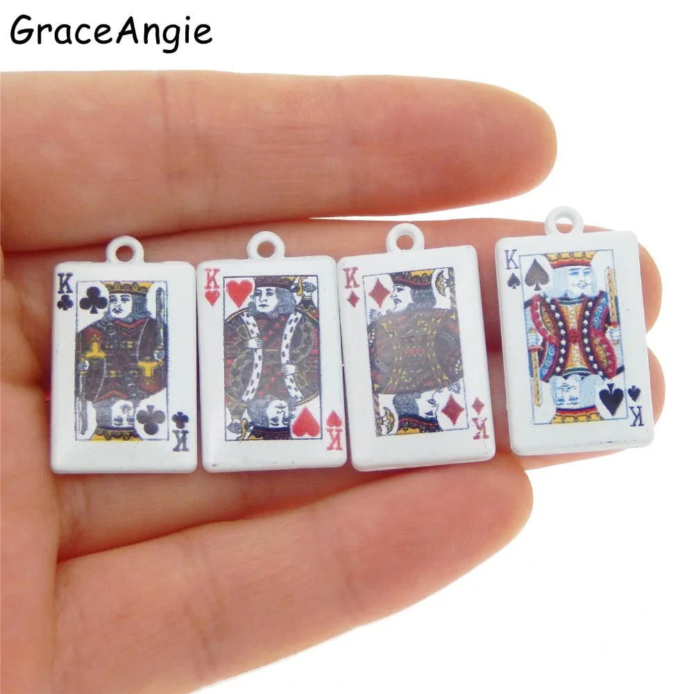GraceAngie 8 шт./лот легированная карточка для покера с белым дном подвеска Подвески