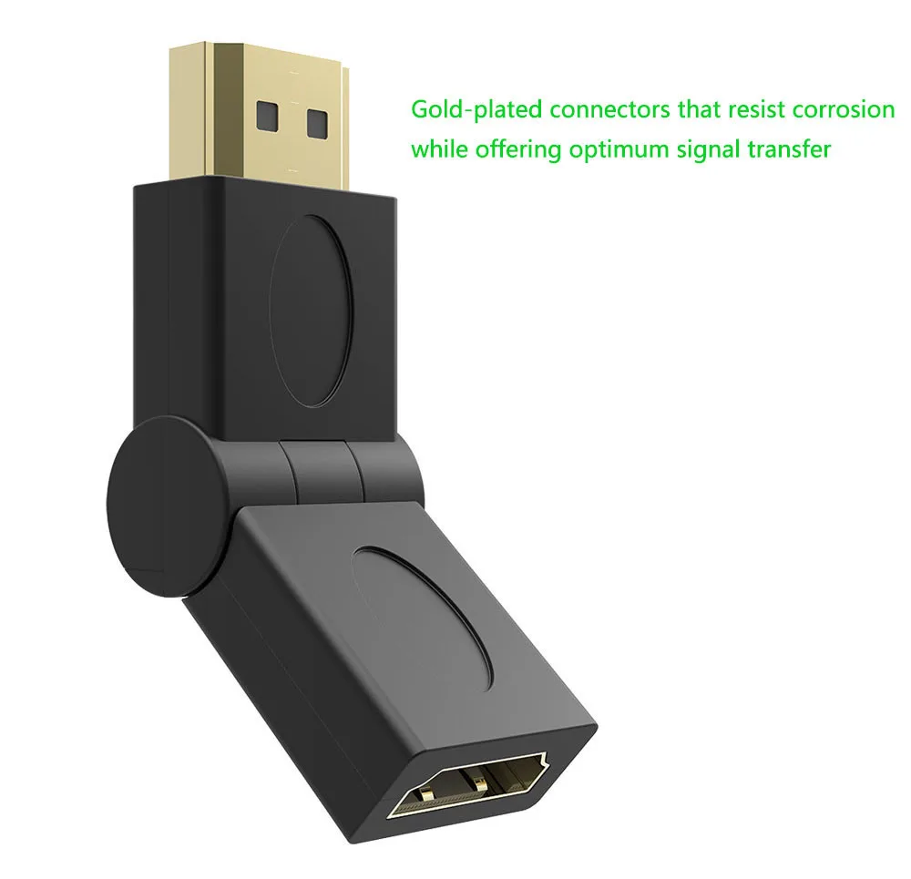 Robotsky HDMI Мужской к HDMI Женский кабель адаптер конвертер под прямым углом 180 градусов вращающийся удлинитель для 3D 1080P HDTV xbox PS3 DVD