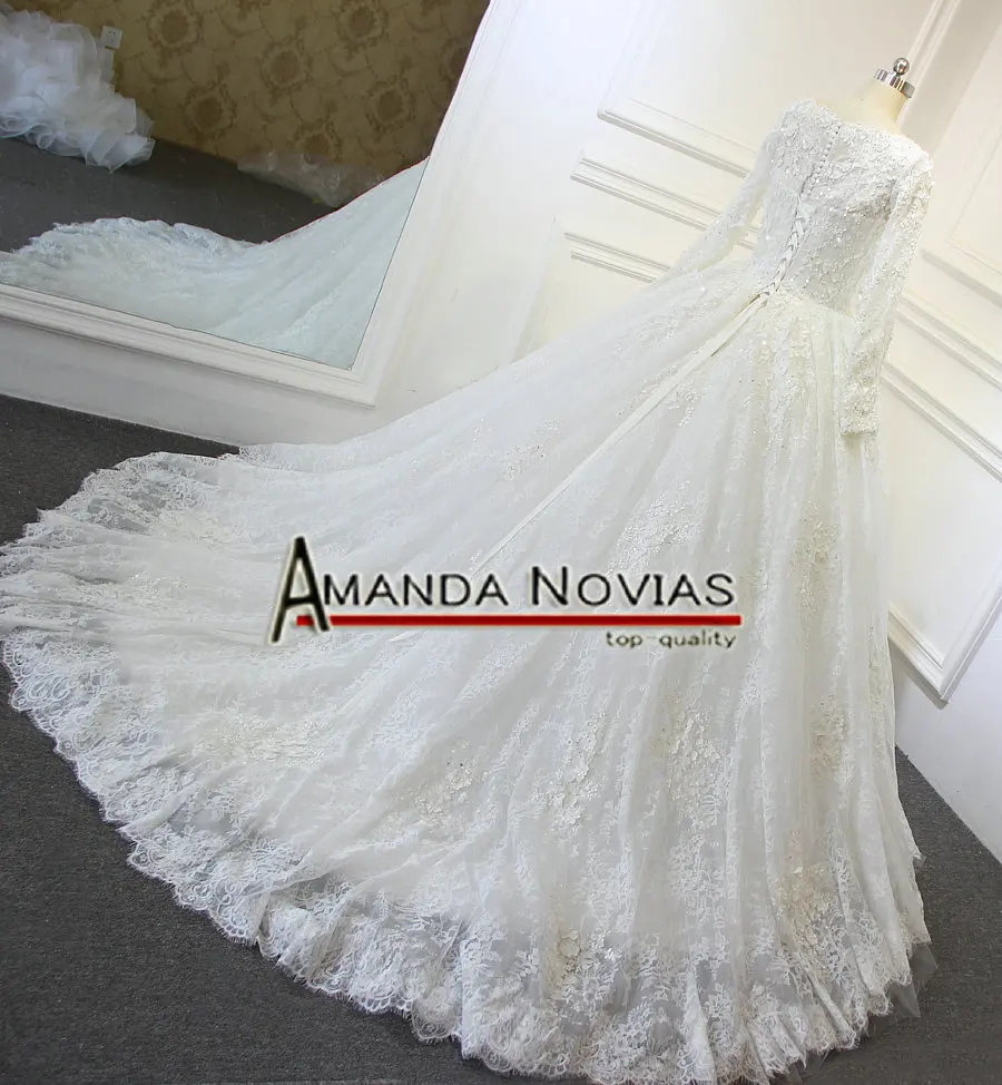 Кружевное свадебное платье с длинным рукавом Amanda Novias роскошное | Свадьбы и