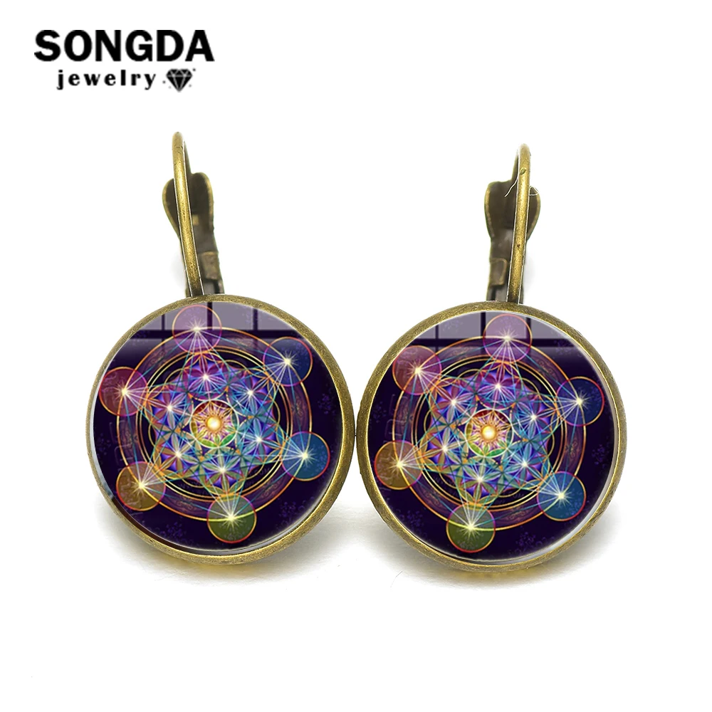 Сережки SONGDA Metatron в форме кубика большие священные геометрические серьги цветка