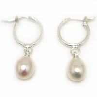 8 9mm aaa natural white fresh water raindrop pearl leverback earring