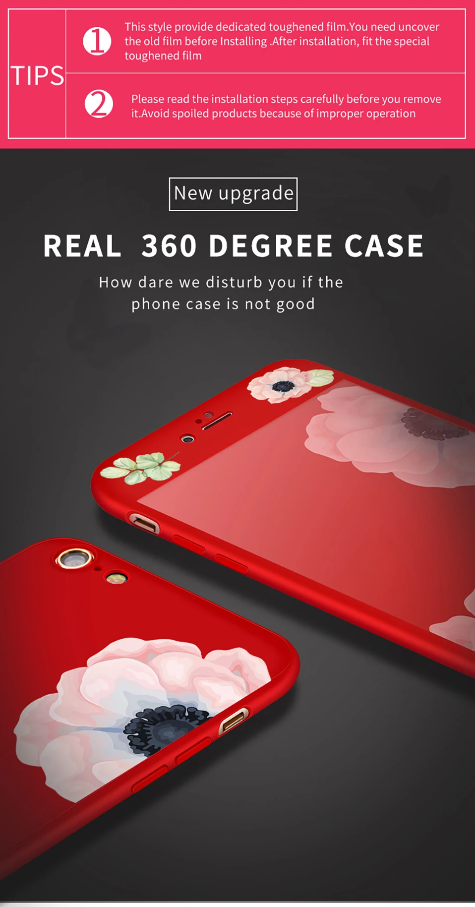 ASINA 360 Полный чехол для iPhone 8 Цветочный узор чехол s для iPhone 6 6s 7 8 Plus X Черный защитный бампер Fundas
