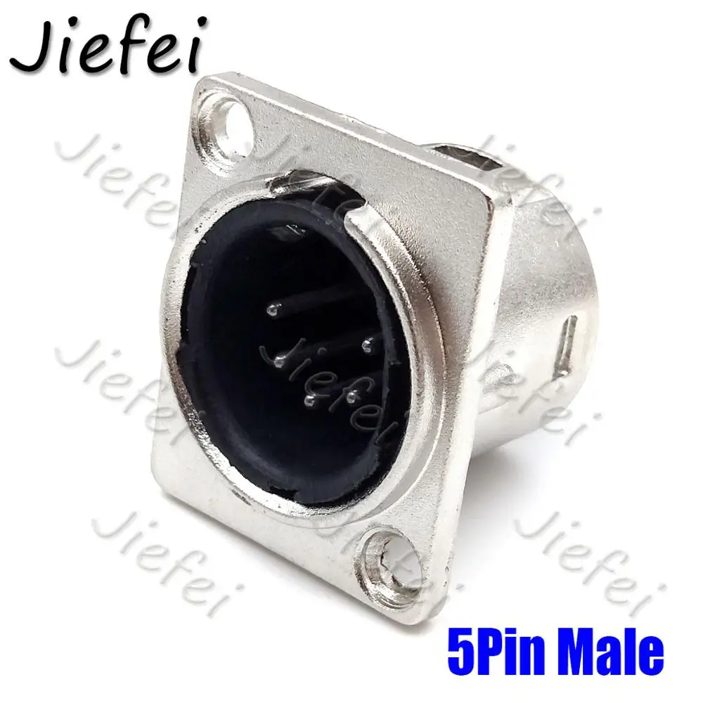 5Pin male 6 шт. 3Pin 4Pin 5Pin XLR разъем Женский или Мужской Разъем панель монтируется тип шасси квадратной формы металлический корпус - Цвет: 5Pin male