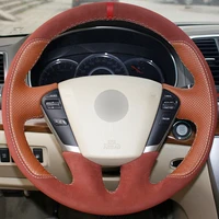 top leather steering wheel hand stitch on wrap cover for nissan teana 2008 2012 murano 2009 2014