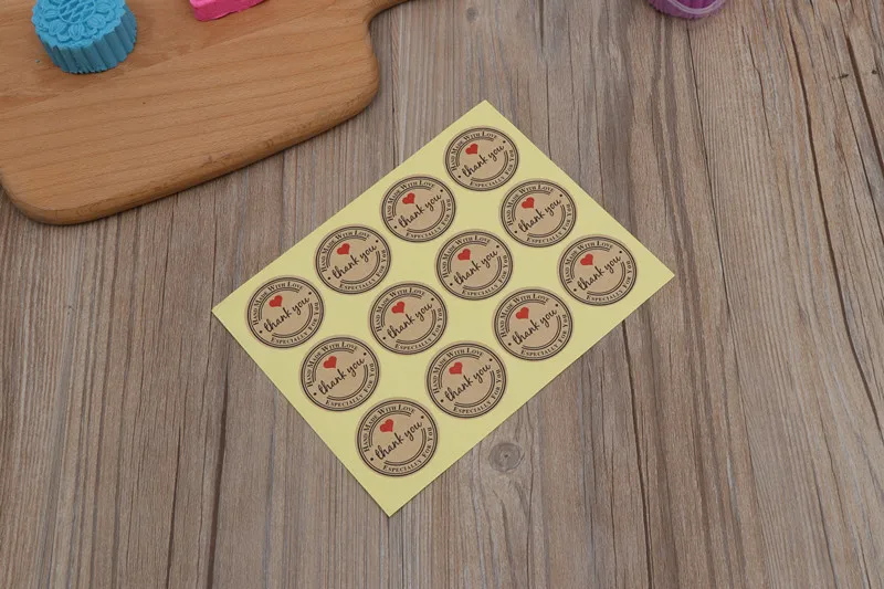 10 листов ярлыков в форме сердца крафт бумага спасибо наклейки для упаковки