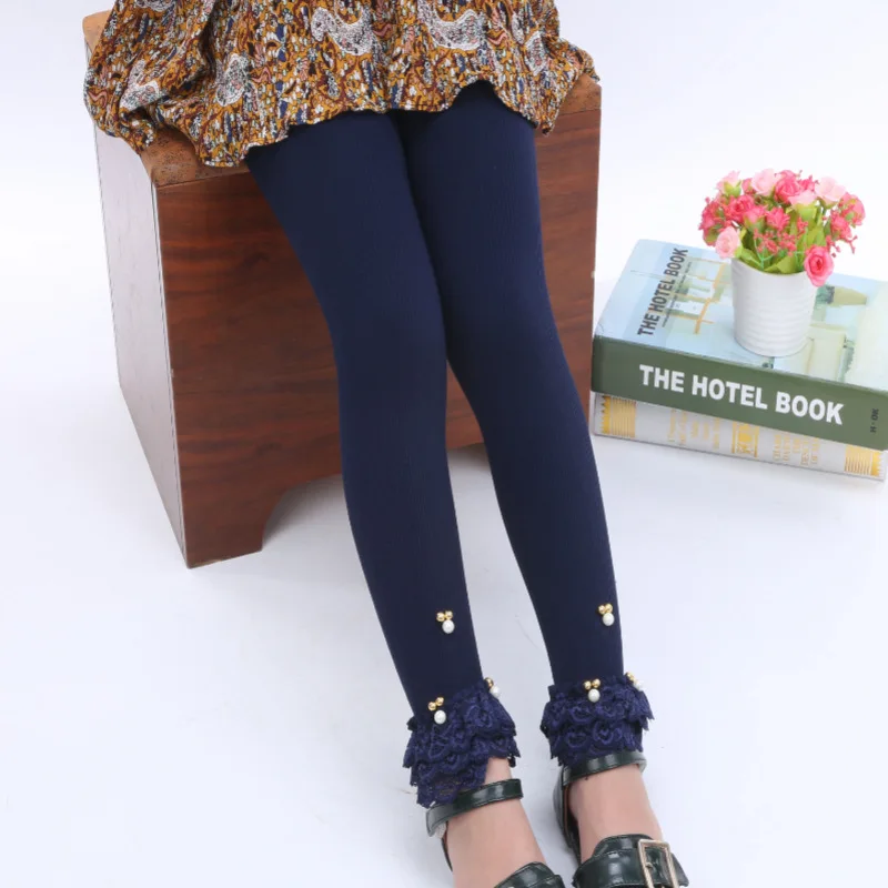0Dang-navy girls leggings spring dancing foot pants Elastic force legging for girls clothes cartoon cat - Цвет: 0Dang-navy