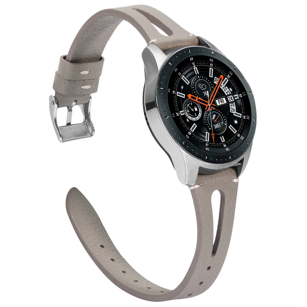 Серый Кожаный ремешок для samsung Galaxy Watch 42 мм 46 мм, ремешок из натуральной кожи, сменный Браслет для Galaxy Watch Active Galaxy - Цвет ремешка: Серый
