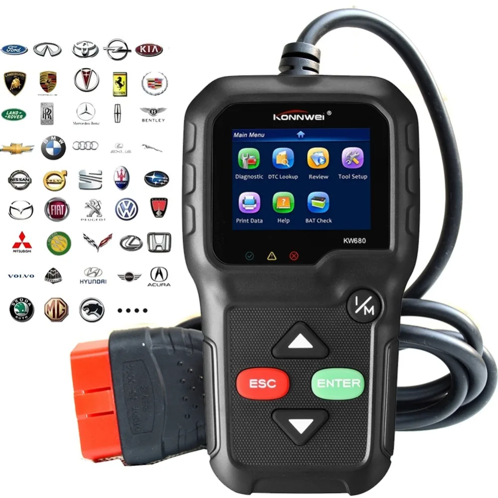Лучший автомобильный OBD2 диагностический сканер KW680 сканирующий инструмент