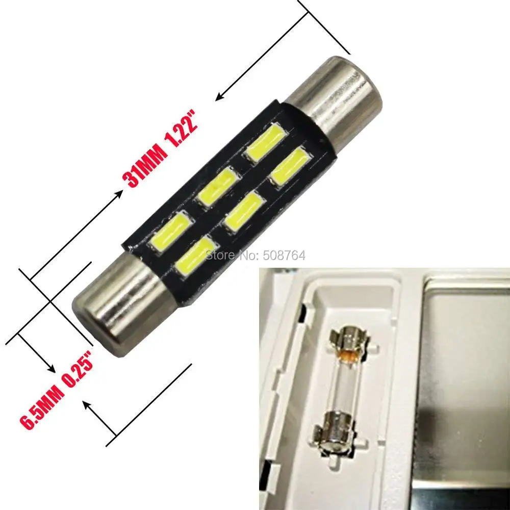 10 шт./лот 28 мм 31 белый 4014 6SMD 6641 6612F Автомобильные светодиодные гирлянды для