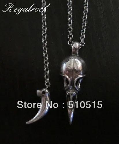 

Regalrock Raven Crow Horn Bird Skull Necklace