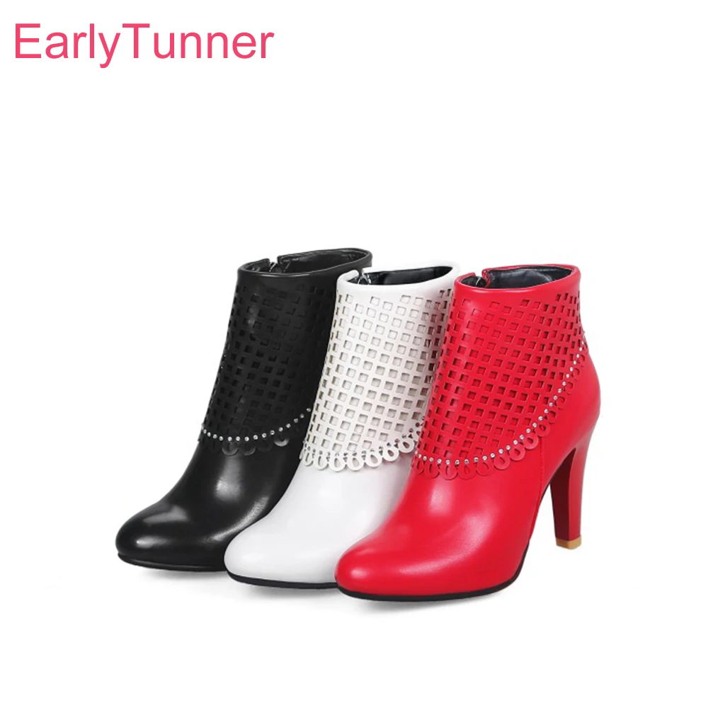 2018 Фирменная Новинка Осень пикантные белые красные женские ботильоны элегантная